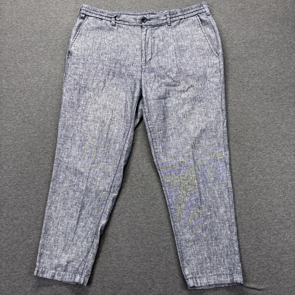 Banana Republic Mason Athletic Tapered Pants Mens 38x29 Gray Linen Blend Coastal